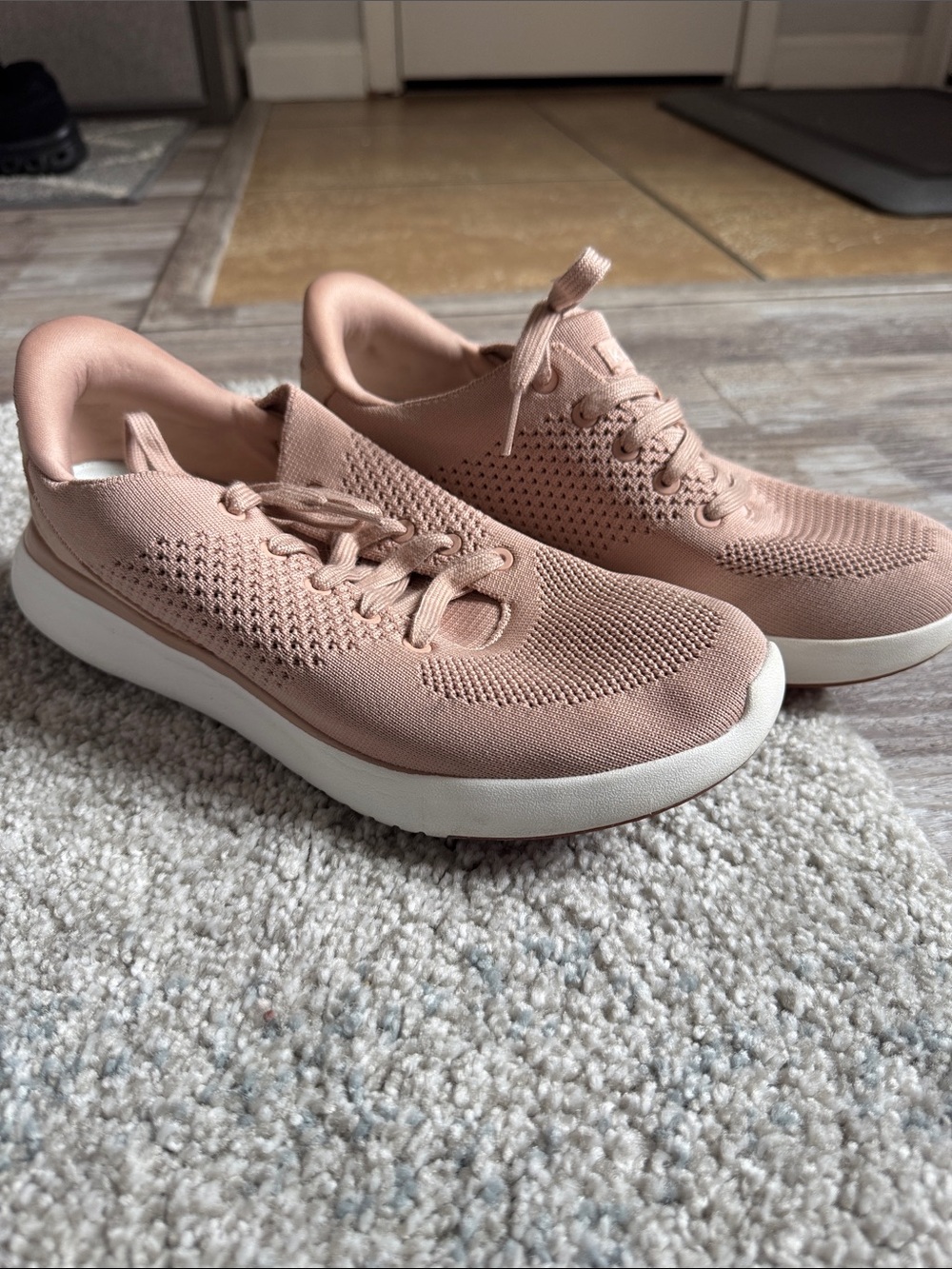 Everyday Knit Lace-Up Sneakers in Blush Pink